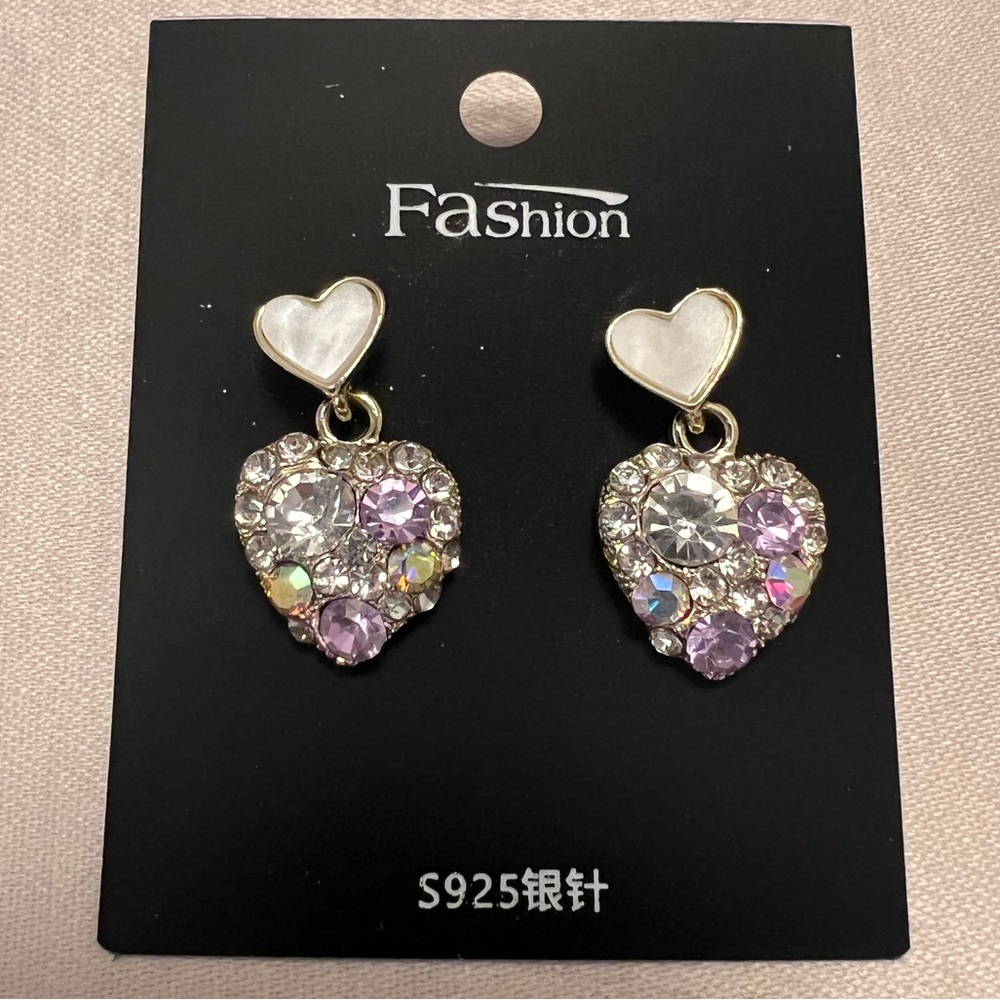 Heart Dangling Stud Earrings